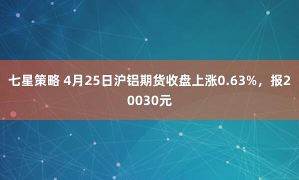 七星策略 4月25日沪铝期货收盘上涨0.63%，报20030元