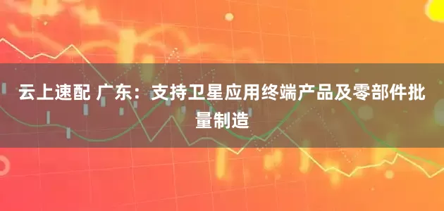 云上速配 广东：支持卫星应用终端产品及零部件批量制造